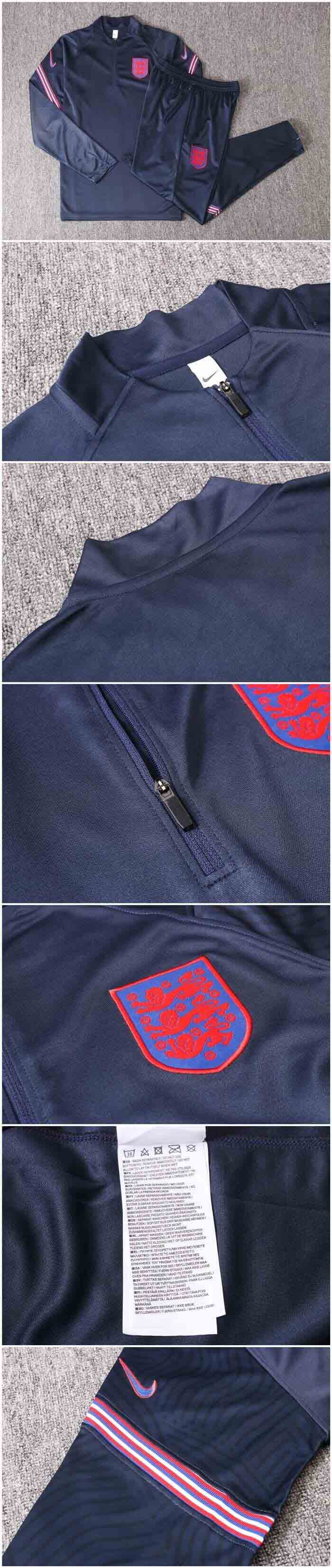 2020 England Navy Zipper Sweat Shirt