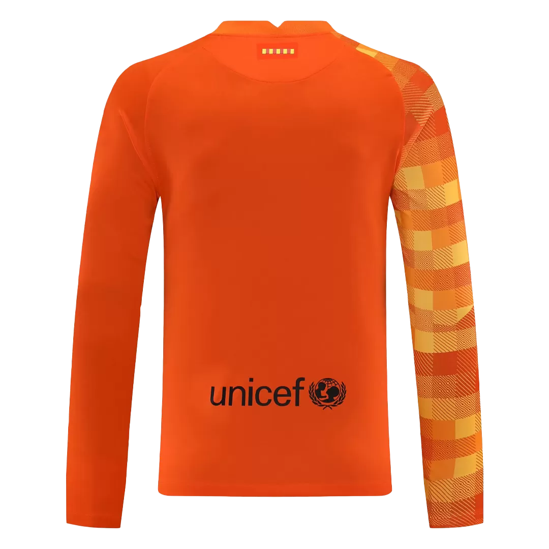 : Barcelona II Long Sleeve Adult Goalkeeper Jersey (S)  Black/Orange : Sports & Outdoors