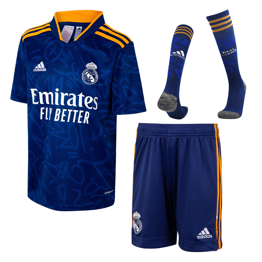 adidas Kids Real Madrid 2021/22 Away Jersey - Blue/Orange