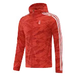 Bayern Munich Hoodie Windbreaker Jacket 2021/22 By - Red - elmontyouthsoccer