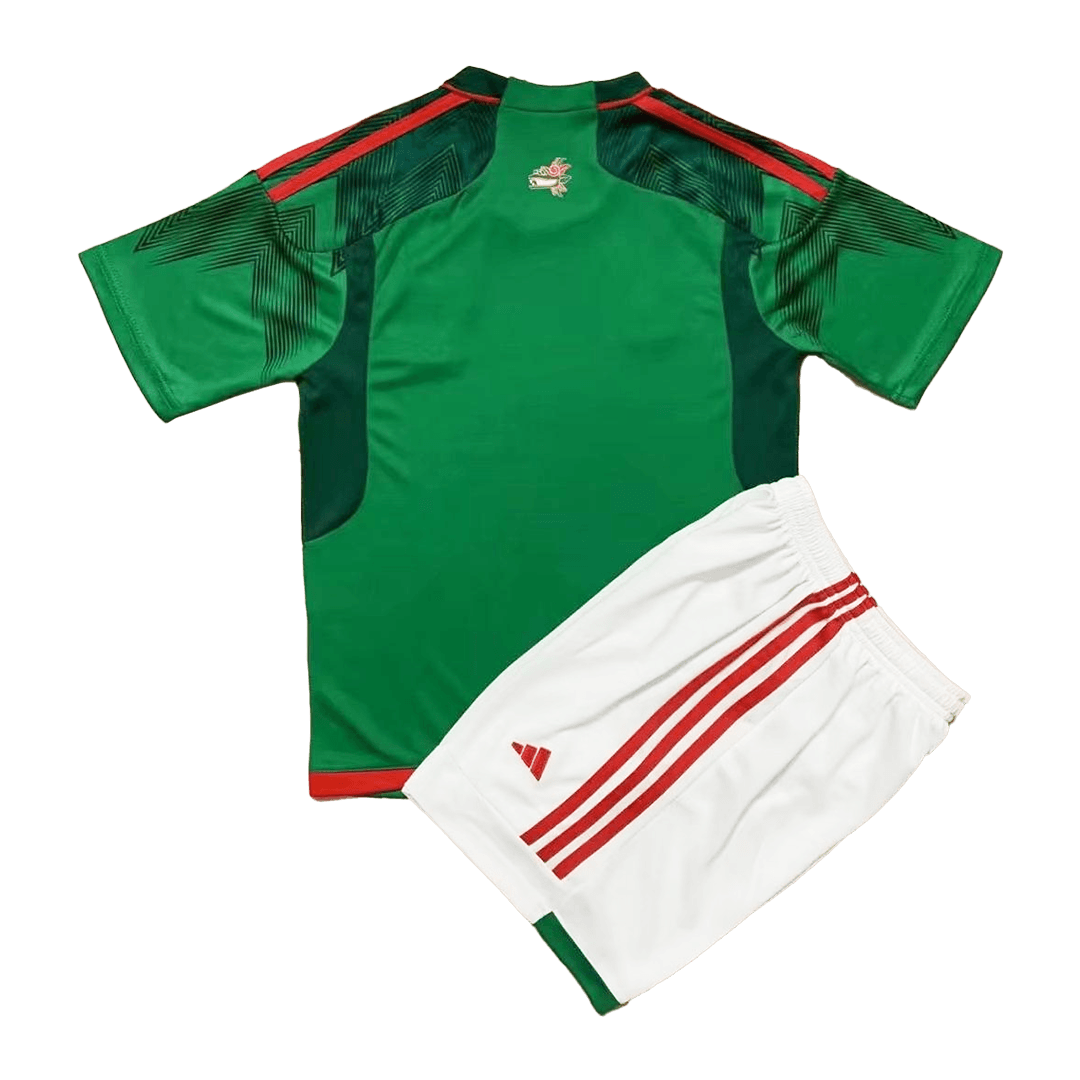 Mexicana Home Mexico Soccer Jersey 2022 World Cup Home Jersey + Soccer Shorts, Size: Youth Large (10-11)