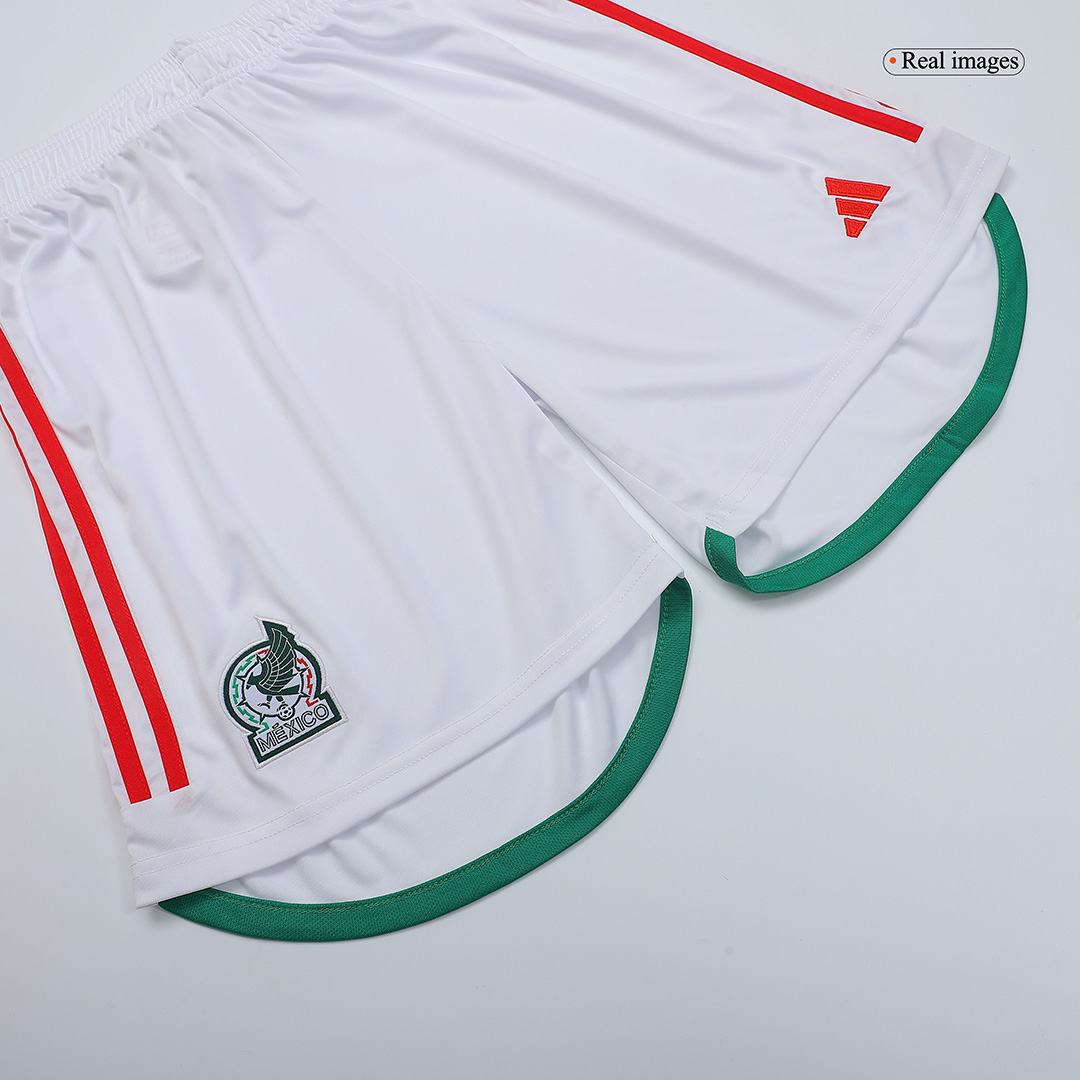 Mexicana Blanca Mexico Soccer Jersey White 2022 World Cup Jersey + Soccer Shorts Size: Adult XX Large