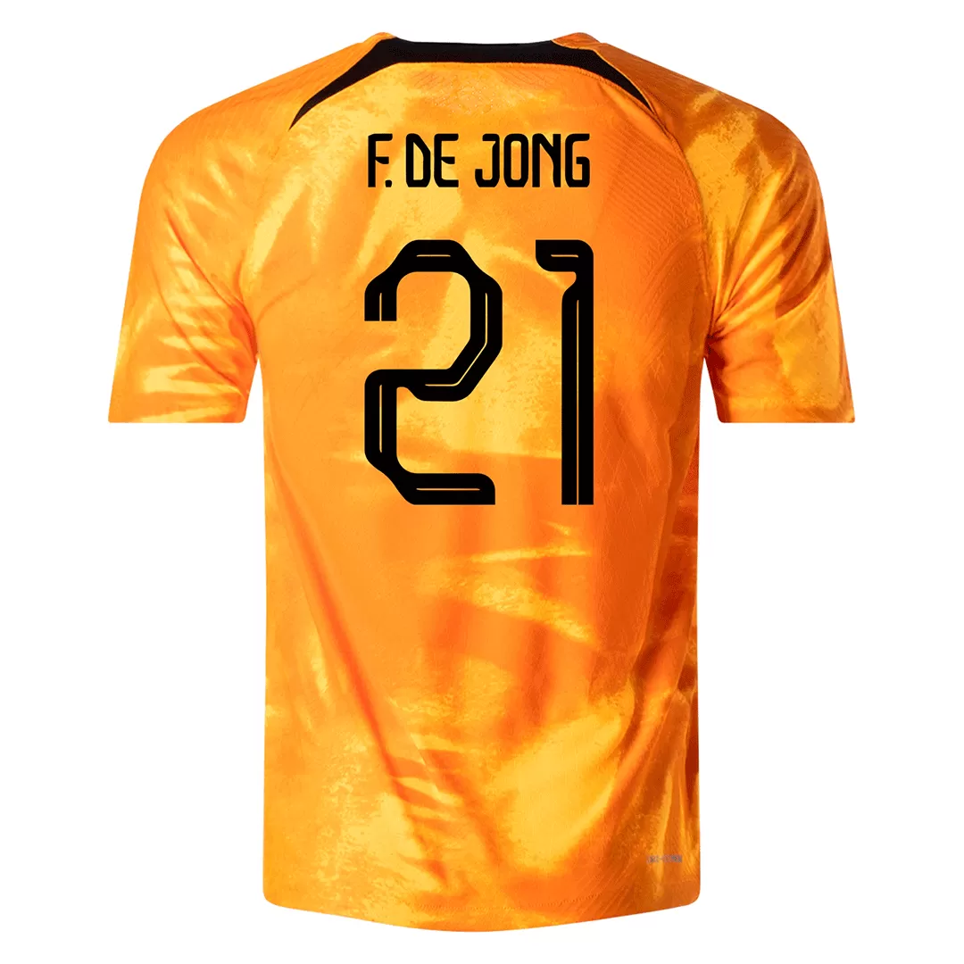 F.DE JONG #21 Netherlands Jersey 2022 Authentic Home World Cup