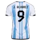 J. ALVAREZ #9 Argentina Jersey 2022 Home -THREE STARS - elmontyouthsoccer