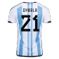 DYBALA #21 Argentina Jersey 2022 Home -THREE STARS - elmontyouthsoccer