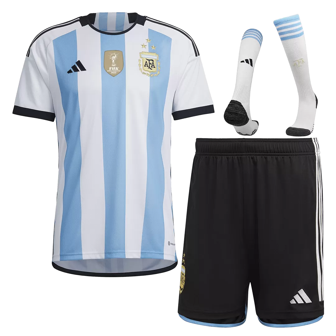 Authentic Champions Argentina 3 Stars Home Soccer Jersey 2022