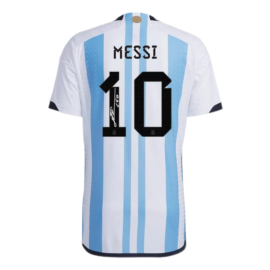 SignMESSI #10 Argentina Jersey 2022 Authentic Home -THREE STARS - elmontyouthsoccer