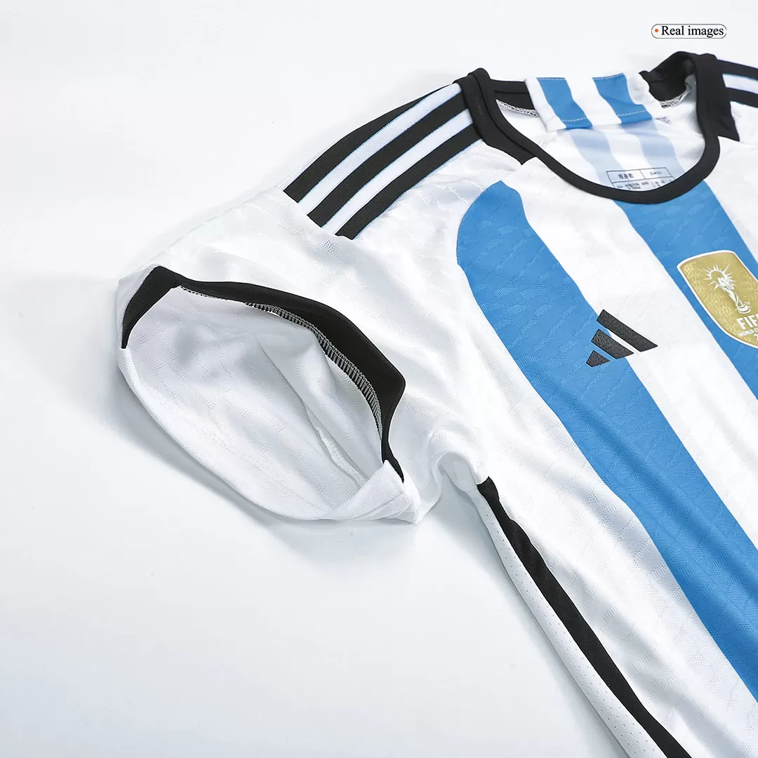 Three Star Argentina World Cup Home Player Version Jersey MESSI 10