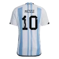 SignMESSI #10 Argentina Jersey 2022 Home World Cup -THREE STARS - elmontyouthsoccer