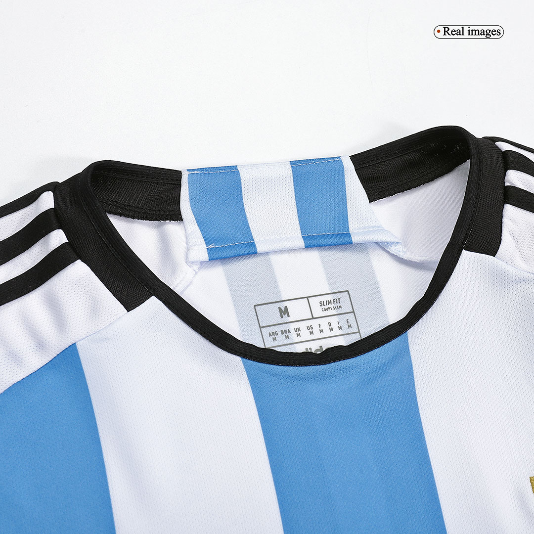 Argentina 3 Stars Home Long Sleeve Soccer Jersey 2022