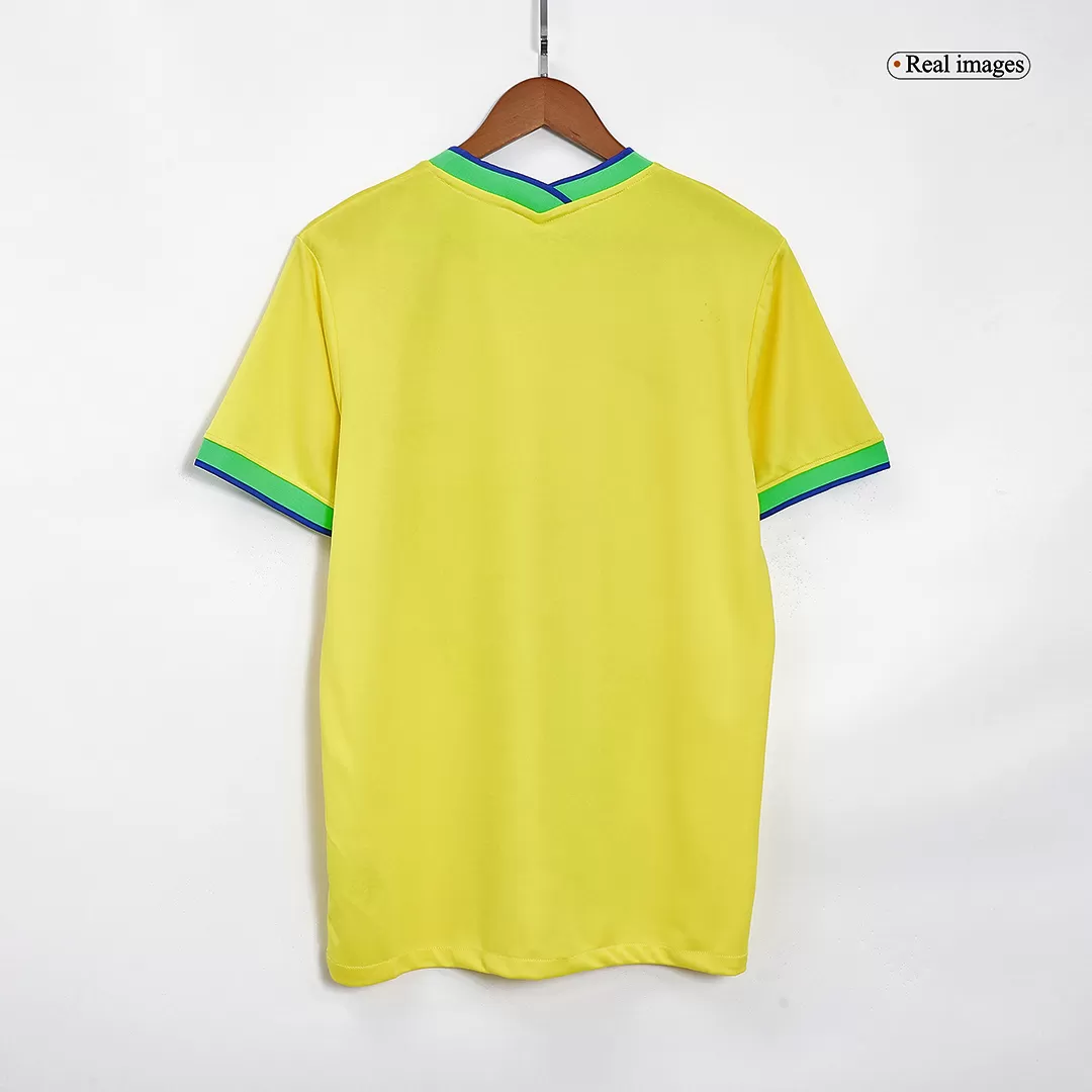 Pele 10 Brazil Football Ringer T-Shirt Yellow/Green