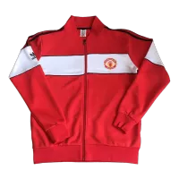 Retro Manchester United Training Jacket 1984 - Red&White - elmontyouthsoccer