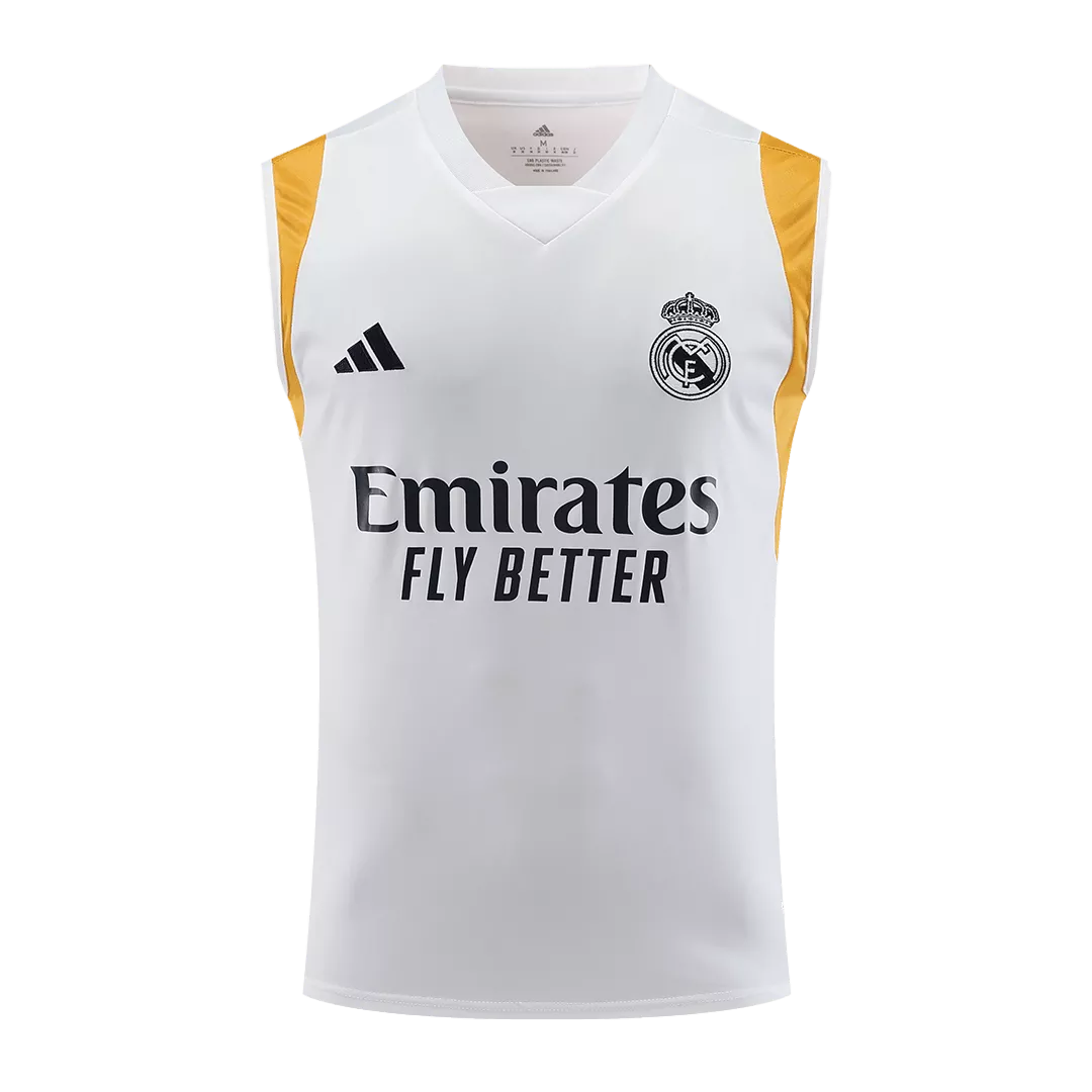 Ambacht Kostuums Kan worden genegeerd Real Madrid Sleeveless Training Jersey 2023/24 - White | IJERSEY