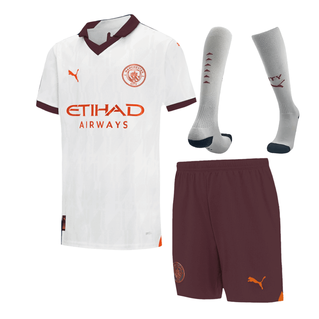 Youth Manchester City Jersey Whole Kit 2023/24 Away - ijersey