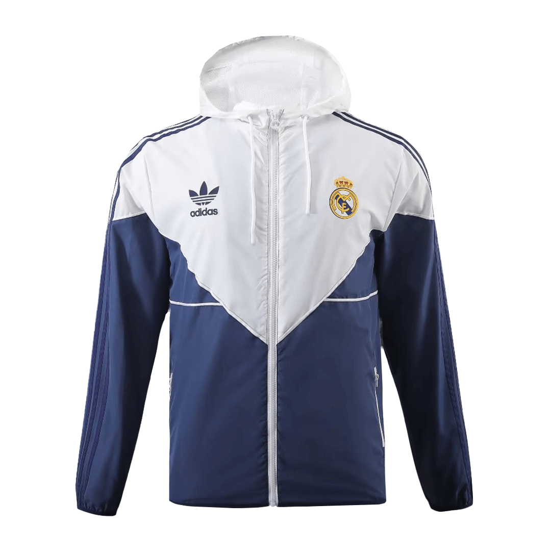 Real Madrid Hoodie Windbreaker Jacket 2023/24 - White&Navy - ijersey