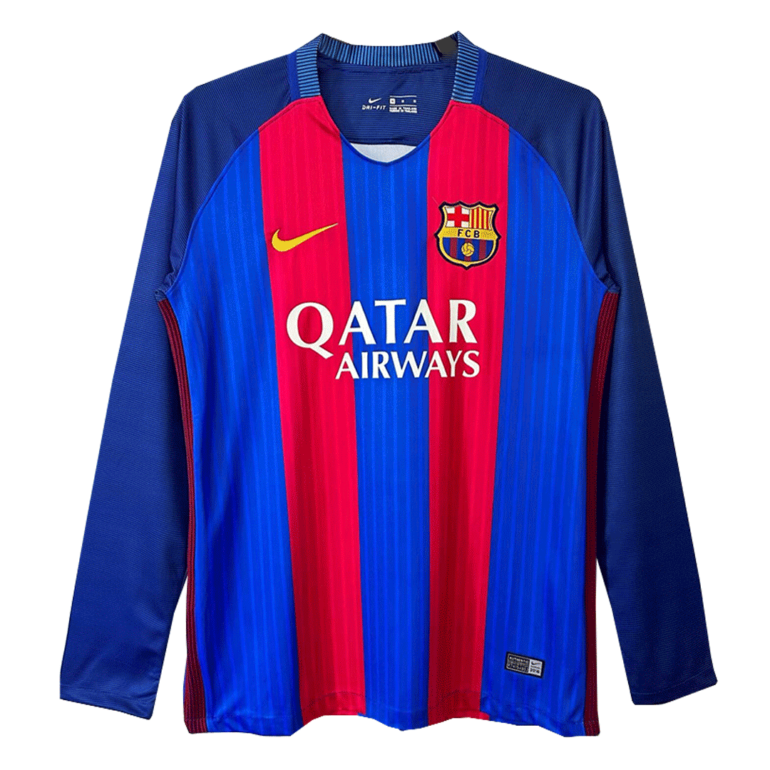 Retro 16/17 Barcelona Home Long Sleeve Soccer Jersey - ijersey