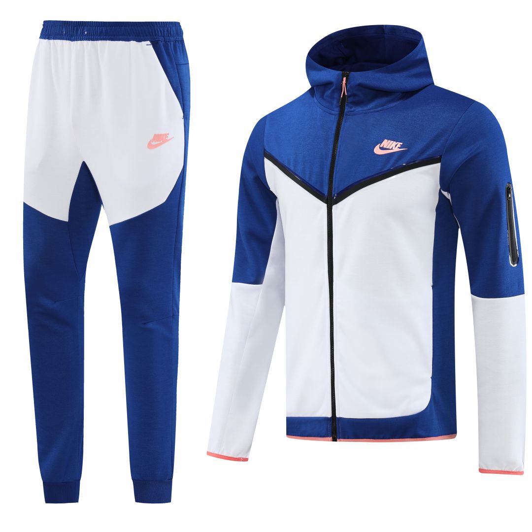 Customize Hoodie Training Kit (Jacket+Pants) Blue&White - ijersey