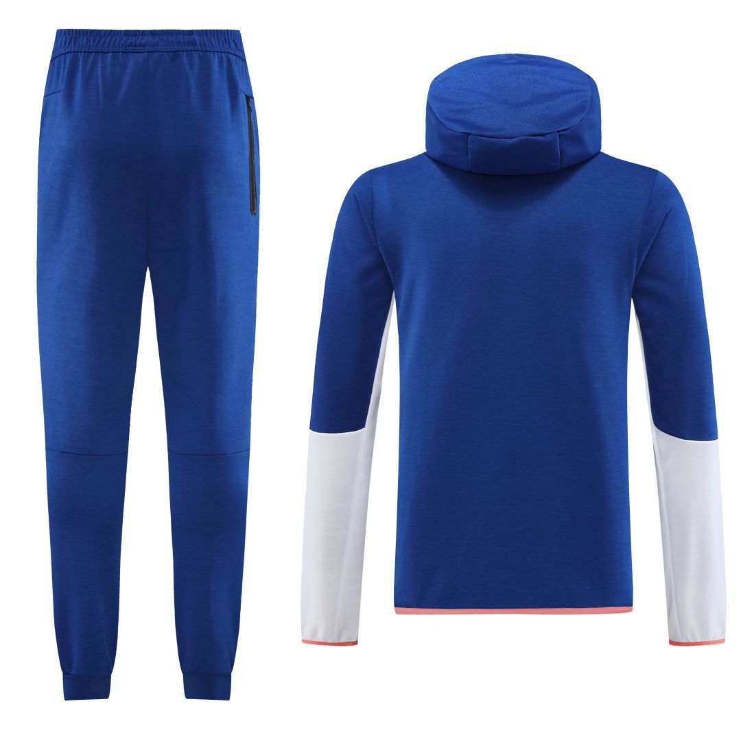 Customize Hoodie Training Kit (Jacket+Pants) Blue&White - ijersey