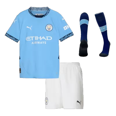 Youth Manchester City Jersey Whole Kit 2024/25 Home - ijersey